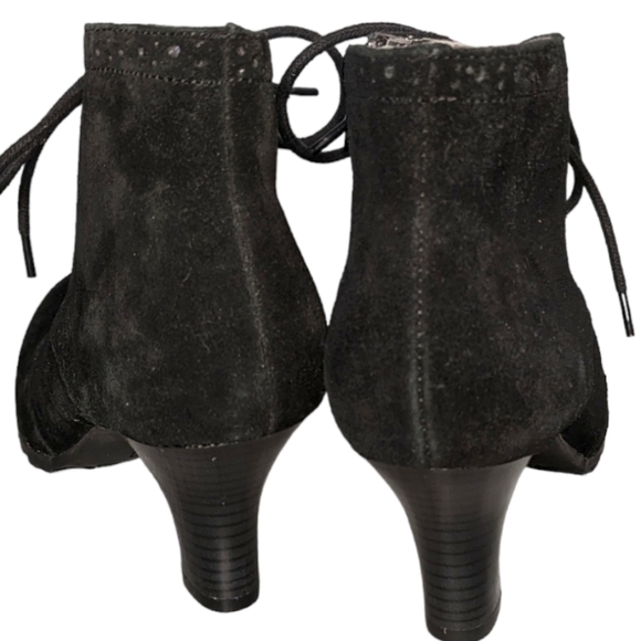 Aerosole suede lace-up heeled ankle booties black 8.5 - Picture 4 of 6